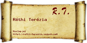 Réthi Terézia névjegykártya